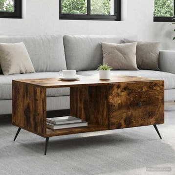 vidaXL Salontafel Gerookt eiken 90 x 50 x 40 cm Bewerkt hout, Verzenden