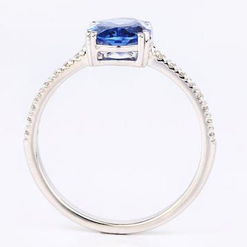 Bague - 14 carats Or blanc - 1.65ct. tw. Tanzanite - Diamant