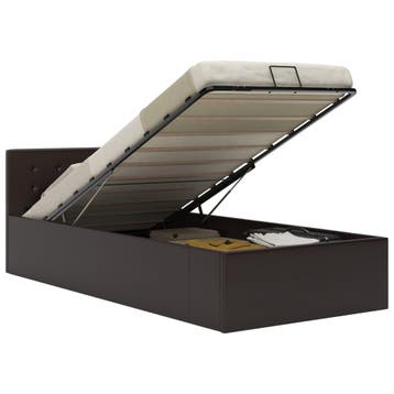 vidaXL Bedframe met opbergruimte hydraulisch kunstleer grijs, Verzenden, Nieuw