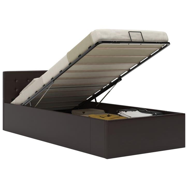 vidaXL Bedframe met opbergruimte hydraulisch kunstleer grijs, Maison & Meubles, Chambre à coucher | Lits, Envoi