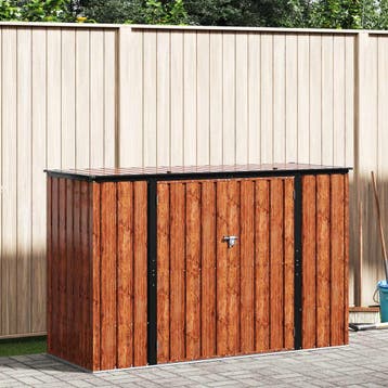 vidaXL Tuinopslagdoos Bruin 214 x 82 x 132 cm Staal, Tuin en Terras, Verzenden, Nieuw