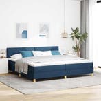 vidaXL LED Box Spring Bed met hoofdeinde Blauw 200 x 200 cm, Verzenden