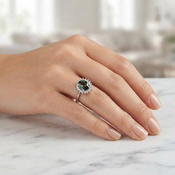 Ring - 14 karaat Witgoud - 2.76ct. tw. Saffier - Diamant -