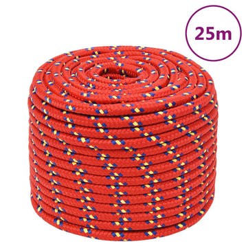 vidaXL Boottouw 12 mm 25 m polypropyleen rood, Verzenden