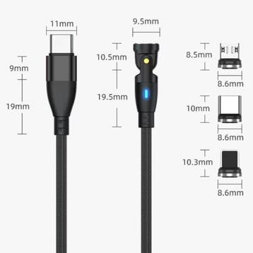 USB Type C naar Micro-USB Magnetische Oplaadkabel - 1 Meter, Telecommunicatie, Mobiele telefoons | Telefoon-opladers, Verzenden
