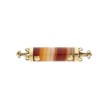 Gouden broche met bandagaat; 14 karaat, Bijoux, Sacs & Beauté, Ophalen of Verzenden