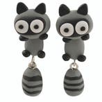 Fako Bijoux - Oorbellen - Dansende Wasbeer - Grijs, Verzenden, Nieuw