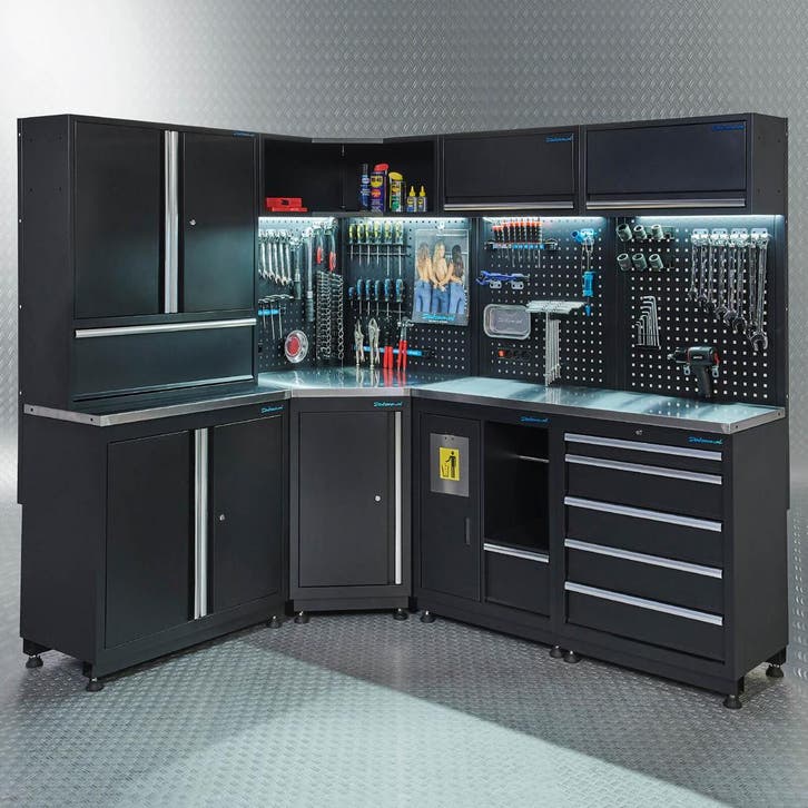 Datona Werkplaatsinrichting PREMIUM met RVS werkblad 410 cm, Bricolage & Construction, Établis, Enlèvement ou Envoi