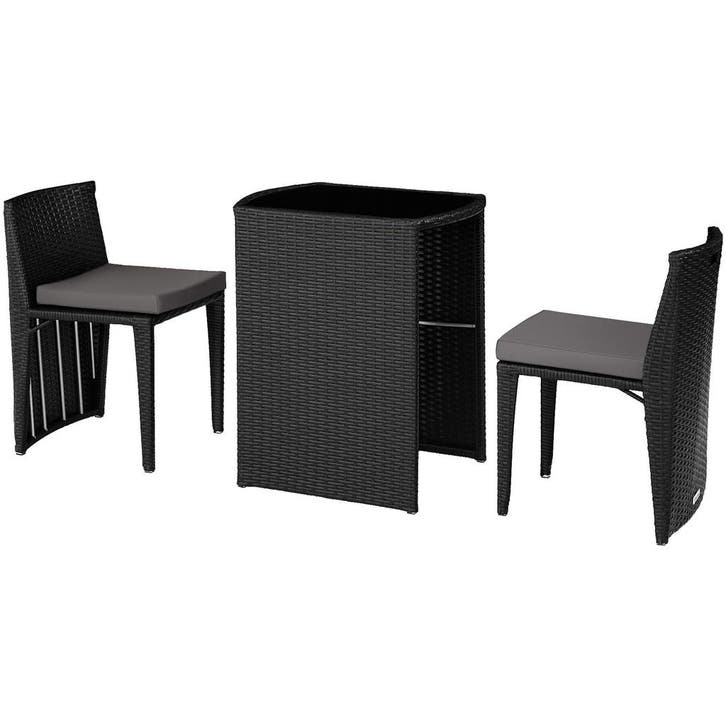 tectake Aluminium wicker bistroset Hamburg - zwart, Jardin & Terrasse, Ensembles de jardin, Envoi