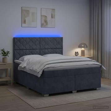 vidaXL Boxspringbed met matras Donkergrijs 140 x 190 cm, Verzenden