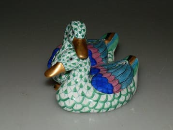 Herend - Figuur - Coppia di anatre - Fishnet (2) - Porselein