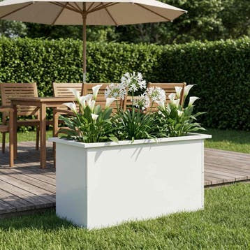 vidaXL Tuinplantenbak met led Wit 40 x 80 x 40 cm Staal, Verzenden, Nieuw