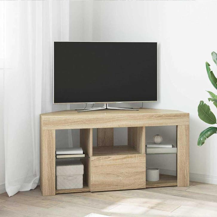 vidaXL Hoek LED TV Cabinet 100 x 40 x 50 cm Sonoma Eik, Huis en Inrichting, Kasten |Televisiemeubels, Nieuw, Verzenden