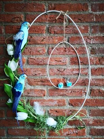 Metalen Frame Ei ring White hangend excl. decoratie 40x58 cm, Nieuw