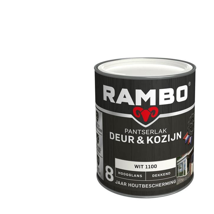 Rambo Pantserlak Deur en Kozijn Wit 0.75L, Doe-het-zelf en Bouw, Verf, Beits en Lak, Wit, Nieuw, Verzenden