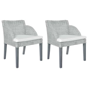 vidaXL Eetkamerstoelen 2 st met kussens natuurlijk rattan, Huis en Inrichting, Stoelen, Verzenden, Nieuw
