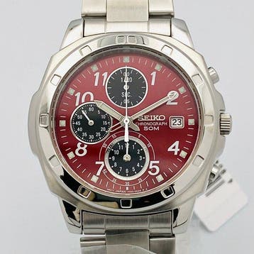 Seiko - Chronograph Red Dial - Zonder minimumprijs -