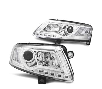Phares Pour Audi A6 C6 04-08 Daylight Drl Led Chromé, Verzenden, Nieuw