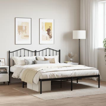 vidaXL Bedframe met hoofdbord metaal zwart 180x200 cm, Huis en Inrichting, Slaapkamer | Bedden, Verzenden, Nieuw