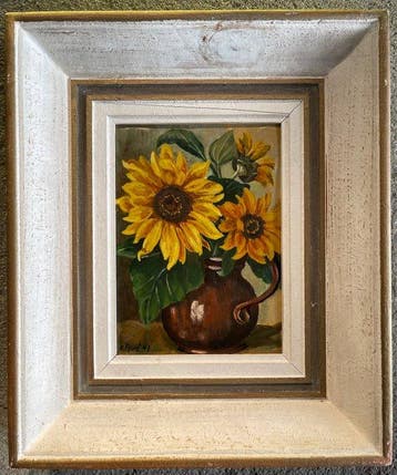 École néerlandaise (XX) - NO RESERVE - Vaso con girasoli