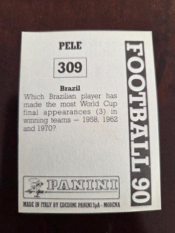 1990 Panini - Football 90- #309 Pelé Pelé 309 - 1 Sticker -, Verzamelen, Nieuw