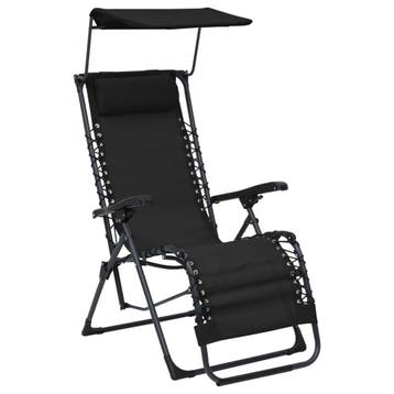 vidaXL Terrasstoel inklapbaar textileen zwart, Tuin en Terras, Verzenden, Nieuw