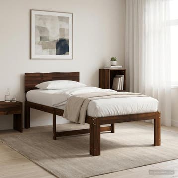 vidaXL Eenpersoonsbed met hoofdbord ROSTOCK Donkerbruin 90 x, Verzenden, Nieuw