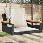 vidaXL Schommelbank met kussens 63x62x40 cm poly rattan, Verzenden, Nieuw
