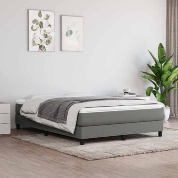 vidaXL Boxspring bed stof donkergrijs 140x200 cm, Verzenden, Nieuw