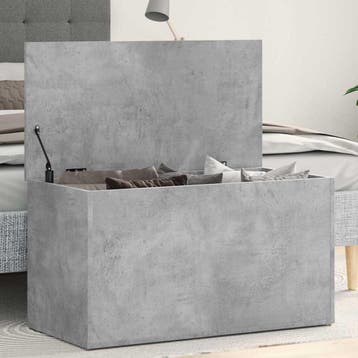 vidaXL Opbergkist 84x42x46 cm bewerkt hout betongrijs, Verzenden