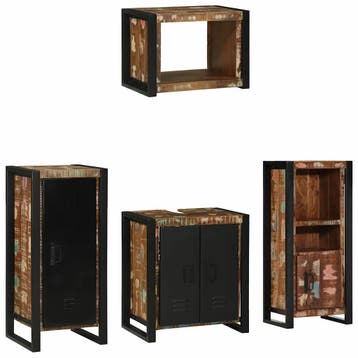 vidaXL Badkamermeubel Set met lade 4 pcs Massief, Verzenden, Nieuw