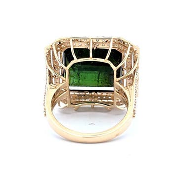 Bague - 14 carats Or jaune - 19.61ct. tw. Tourmaline -, Handtassen en Accessoires, Ringen, Nieuw