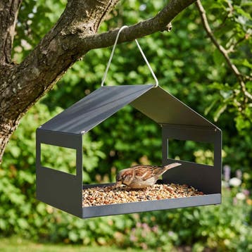 vidaXL Hangend vogelvoederhuisje Staal Antraciet 30 x 23 x, Verzenden, Nieuw