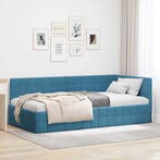 vidaXL Hoek Bed Frame met hoofdeinde Blauw 90 cm x 200 cm, Verzenden, Nieuw