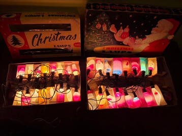Kerstdecoratie (2) - Glas, Plastic, Koper - vintage