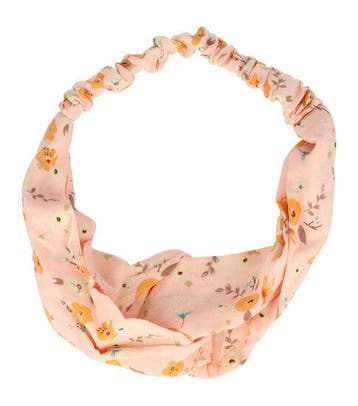 Haarband Twist 3cm – Bloemenprint – Gladde Stof – Roze, Nieuw