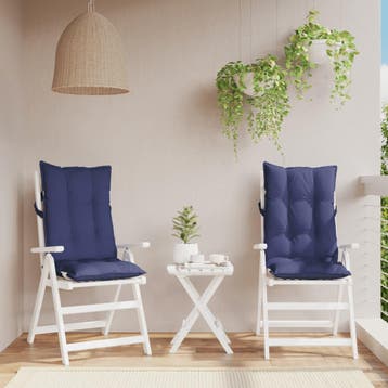 vidaXL Stoelkussens 2 st hoge rug oxford stof marineblauw, Huis en Inrichting, Verzenden, Nieuw