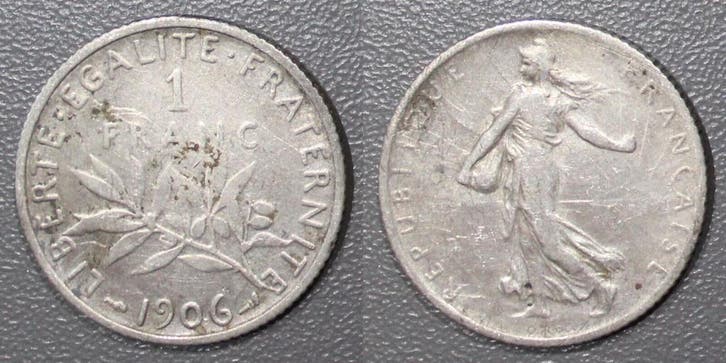 France Frankreich Km 844 1 Franc 1906 Typ Saemann, Postzegels en Munten, Munten | Europa | Niet-Euromunten, België, Verzenden