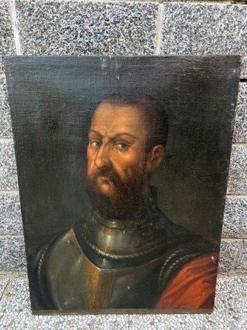 École italienne (XVI) - Uomo in armatura, Antiquités & Art, Art | Peinture | Classique