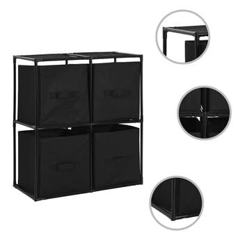 vidaXL Opbergkast met 4 stoffen manden 63x30x71 cm staal, Verzenden