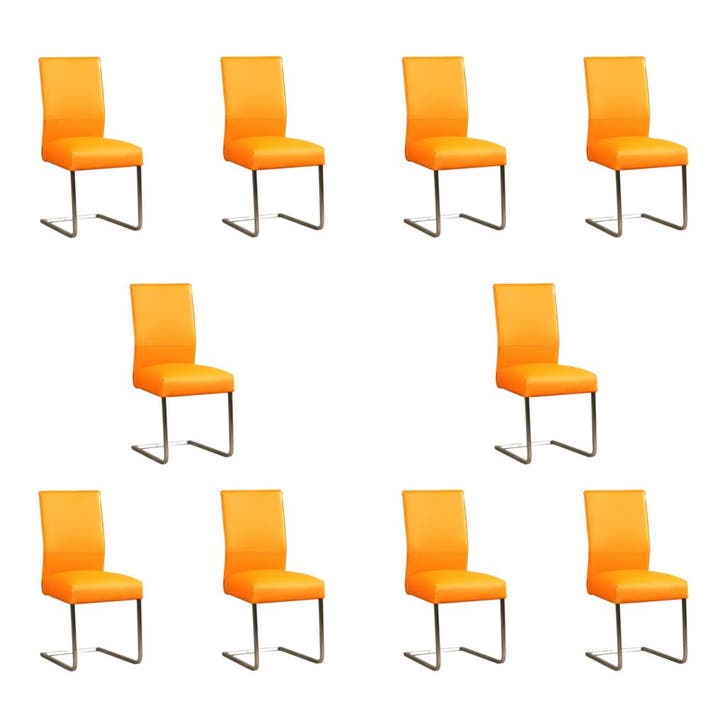Set van 10 Leren eetkamerstoelen Remix - Toledo Mandarin, Huis en Inrichting, Stoelen, Nieuw, Eén, Leer, Ophalen of Verzenden