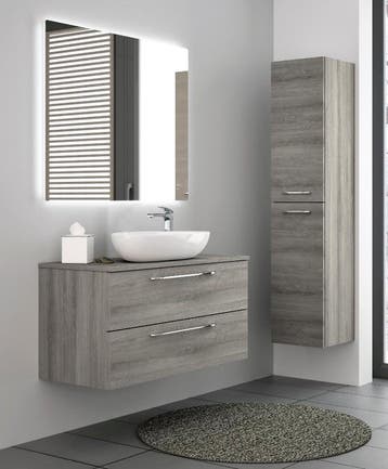 GENIOUS / GREY ASH Badmeubel Met Waskom 80 Cm ( Onderkast +, Ophalen of Verzenden