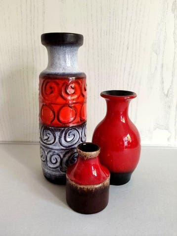 Vase (3) - Céramique - Allemagne de lOuest dans le Fat Lava