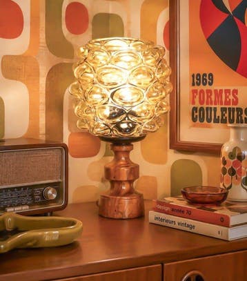 Tafellamp - Glas, Hout - Lamp Bubble