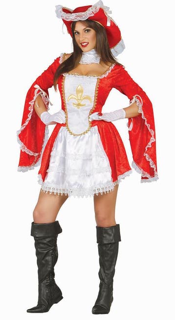 Musketier Kostuum Rood Wit, Kleding | Dames, Verzenden, Nieuw