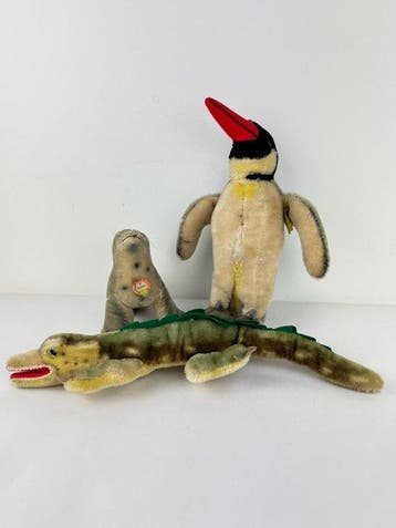 Steiff - Jouet Lot of 3 x Vintage Steiff Toys - Crocodile,, Antiquités & Art