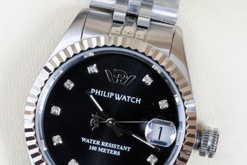 Philip Watch - Caribe Urban - Date - Black - Diamonds -