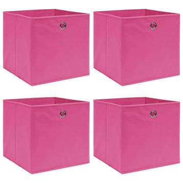 vidaXL Opbergboxen 4 st 32x32x32 cm stof roze, Verzenden, Nieuw