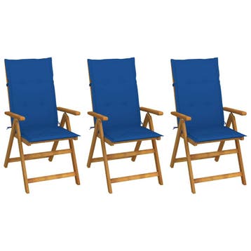 vidaXL Inklapbare stoelen 3 st met kussens massief, Verzenden, Nieuw