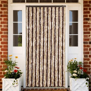 vidaXL Vliegengordijn 90x200 cm chenille beige en lichtbruin, Verzenden, Nieuw